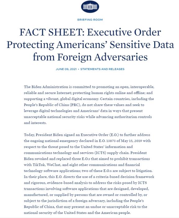 图片来源：美国白宫官网截图。